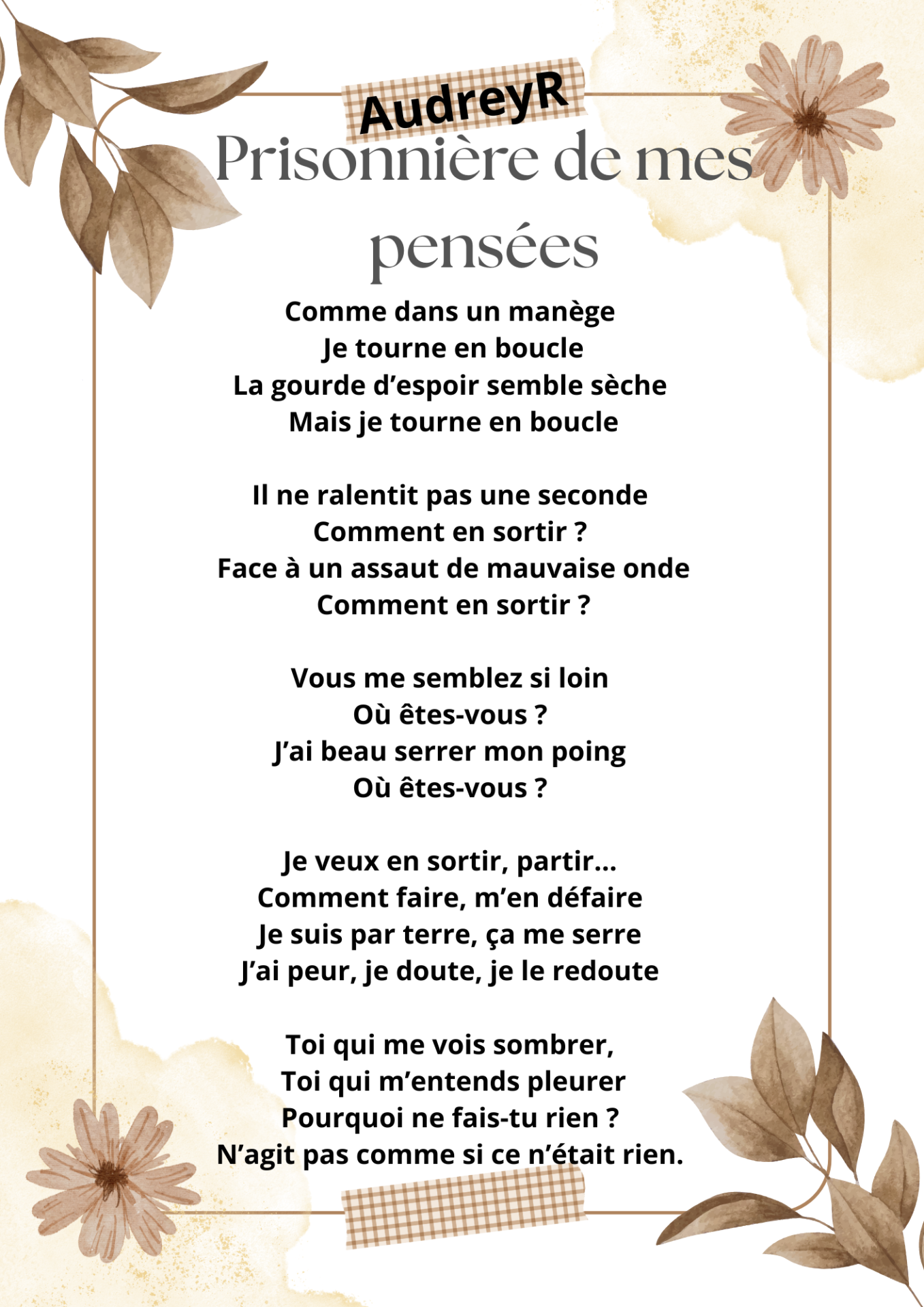 Prisonnière de mes pensées